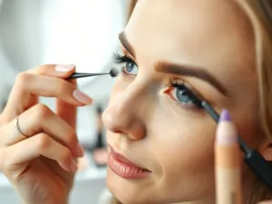 Kobieta nakłada pędzlem kremową maskę z zielonej herbaty na twarz w relaksującym otoczeniu w stylu spa.