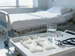 Miękki, błękitny kocyk na fotelu bujanym w przytulnym pokoju dziecięcym, tworzący kojącą atmosferę sprzyjającą odpoczynkowi.