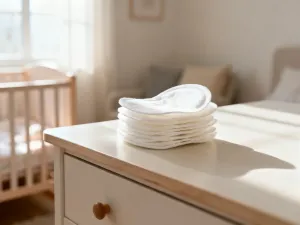 Starannie spakowana torba do szpitala z akcesoriami dla mamy i dziecka, ustawiona w przytulnym, słonecznym pokoju.