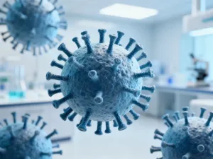 Anatomiczna ilustracja 3D przedstawiająca przekrój poprzeczny żeńskich narządów miednicy z uwzględnieniem budowy pochwy.