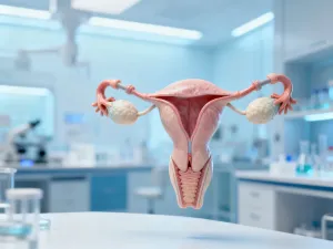 Stos wygładzonych kamieni i gałązka lawendy na lnianym tle, symbolizujące spokój i równowagę podczas porodu.