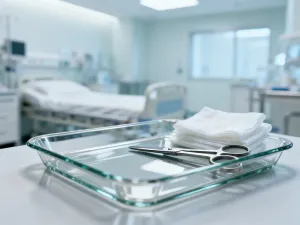 Bawełniana ściereczka i szklaneczka z mlekiem matki na drewnianym stole w przytulnym pokoju dziecięcym.