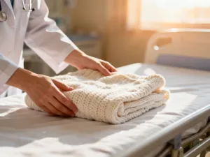 Szklana butelka z odciągniętym mlekiem matki na drewnianym stole w przytulnym, słonecznym pokoju dziecięcym.