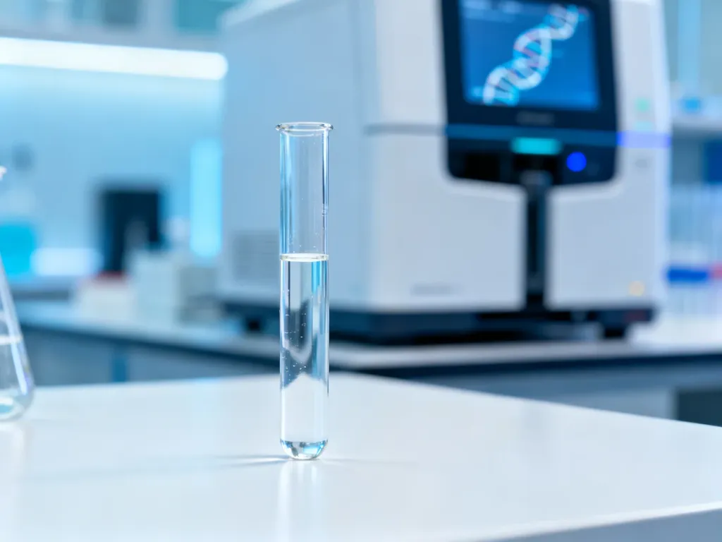 Probówka z próbką biologiczną w profesjonalnym laboratorium medycznym, gotowa do wykonania testu DNA HPV.